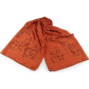 Letní šátek / šála kočky 70x180 cm oranžová tmavá 1 ks