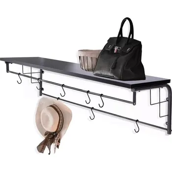 Věšák Nástěnný věšák s policí, černý