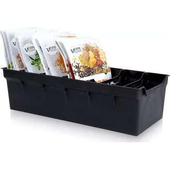 Černý kuchyňský organizér na koření 30 × 13 × 8 cm