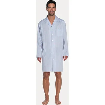 Pánské pyžamo GUASCH Pánská noční košile RONALDO, Světle modrá, V dárkovém boxu, Bavlna 100%, Dlouhý rukáv - vel. L