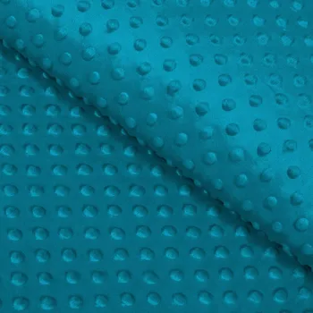 Dětská látka Minky TOP 3D puntíky MKP-056 Mořská modrá - šířka 170 cm