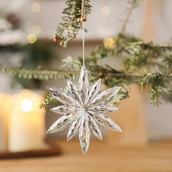 Vánoční dekorace Závěsná dekorace | ASTRE | stříbrná sněhová vločka | 12 cm | 94708
