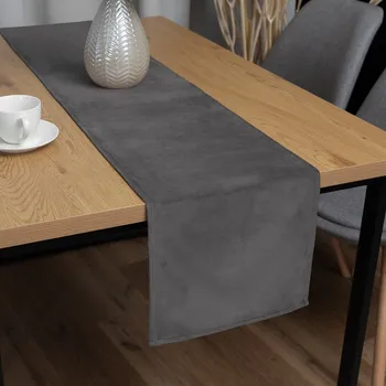 ubrus Sametový běhoun na stůl Velvet Premium SVP-017 Tmavě šedý 35x120 cm