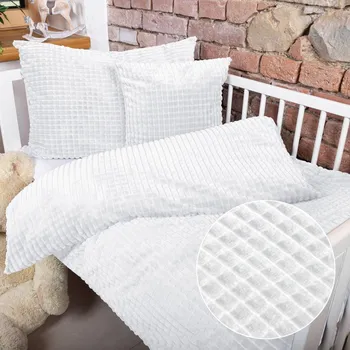 Povlečení Dětské povlečení do postýlky Minky kostky MKK-007 Bílé Do postýlky 90x120 a 40x60 cm