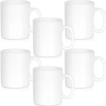 Sada bílých skleněných hrnků 300 ml, 6 ks