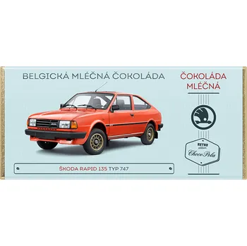 Čokoláda CHOCO POLA - Škoda Rapid 135, typ 747 - mléčná čokoláda 100g