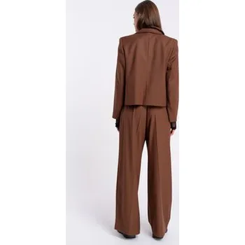 Pánské oblečení CLICK Kalhoty z materiálu 30-444 Hnědá Loose Fit 38