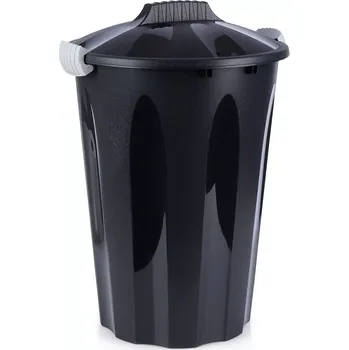 Odpadkový koš Plastový odpadkový koš s víkem 50 l, černý
