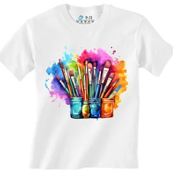 Chlapecké tričko Dětské tričko Štětce Malíře (Velikost: 3-4, Barva: Bílá)