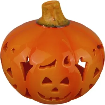 Svícen Svícen keramická dýně Halloween 15 x 14 cm, oranžový