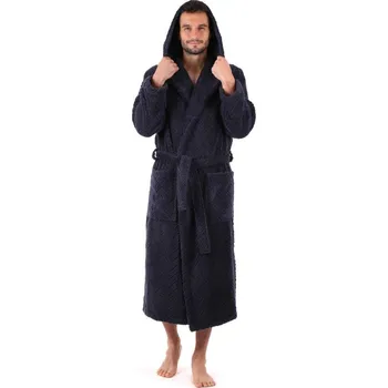 Dámský župan Bavlněný župan Athena s kapucí tmavě modrá 31 16 5952 unisex - XL