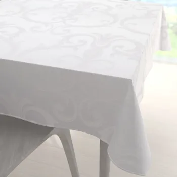 ubrus Velký dekorační čtvercový ubrus Monako PM-125 Velký zámecký vzor bílý 150x150 cm