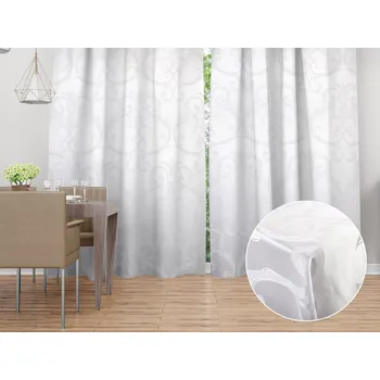 ubrus Dekorační závěs Monako PM-125 Velký zámecký vzor bílý - šířka 140 cm 140x180 cm