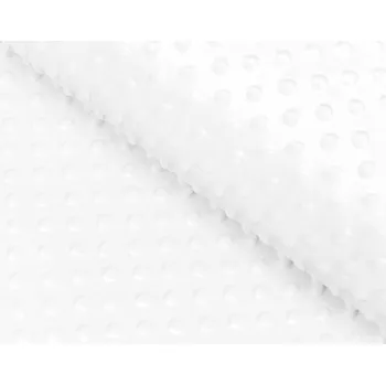 Dětská látka Minky TOP 3D puntíky MKP-059 Bílá - šířka 165 cm