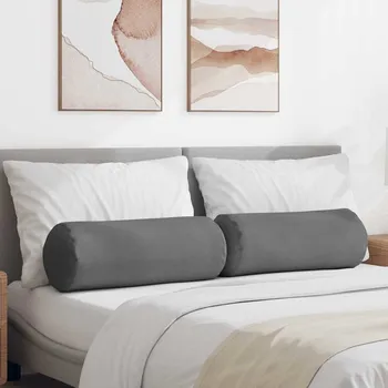 Polštář vidaXL Polštáře 2 pcs Tmavě šedá Ø 25 x 70 cm Mikrovlákno