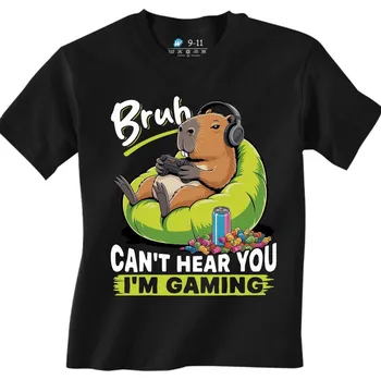Chlapecké tričko Dětské tričko Gamer Kapybara Neslyším tě, hraju (Velikost: 3-4, Barva: Černá)
