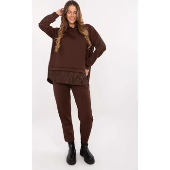 Hnědá dámská viskózová tepláková souprava s kamínky IT-KMPL-9860.61-dark brown Velikost: ONE SIZE