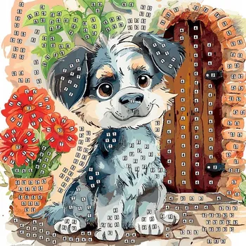 Obraz Pěnová mozaika s třpytkami - obrázek Pejska 3D 642421