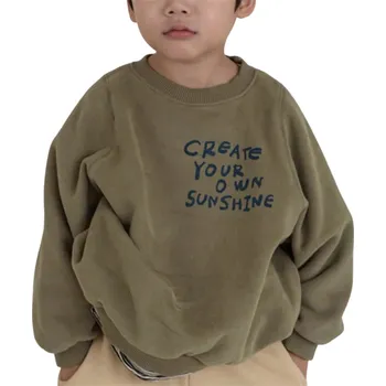 Dívčí mikina Dětská mikina Create Your Own Sunshine Unisex streetwear styl Bavlna a polyester Výstřih do O Jednobarevný svetr pro chlapce i dívky zelená 4