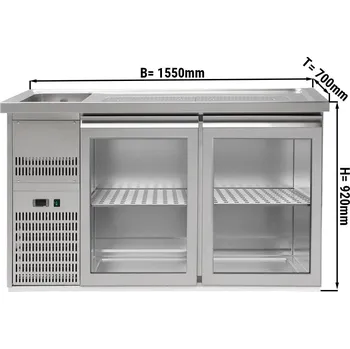 Vinotéka G.Gastro Výčepní pult 1,5 x 0,7 m - se 2 skleněnými dveřmi