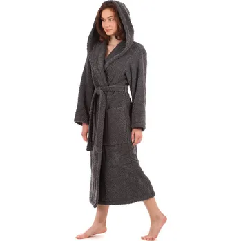 Dámský župan Bavlněný župan s kapucí Athena antracitový 31 16 9551 - XXL