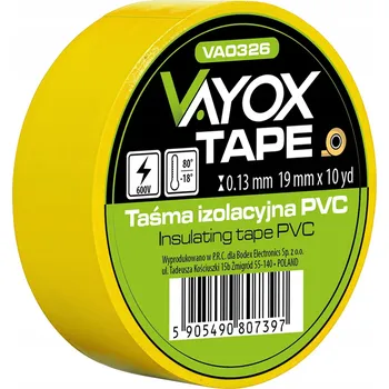 Izolační páska IZOLAČNÍ PÁSKA ŽLUTÁ SILNÁ HRUBÁ VODĚODOLNÁ PVC 0.13x19mm 9,1m VAYOX