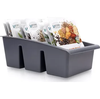 Šedý organizér na sáčky s kořením 25 × 15 × 9 cm