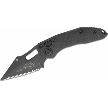 kapesní nůž Microtech 169-3T Stitch Black Tactical Serrated automatický nůž 9,2 cm, celočerná, hliník