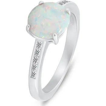 Prsten Brilio Silver Půvabný stříbrný prsten s opálem a zirkony RI107W 54 mm + 2 měsíce na vrácení zboží
