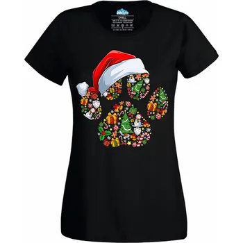 Dámské tričko Santova Psí Tlapka (Velikost: 4XL, Barva: Černá)