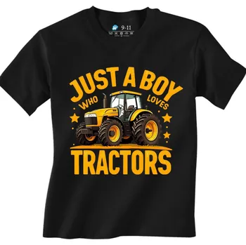 Chlapecké tričko Dětské tričko Jen kluk, který miluje traktory (Velikost: 9-11, Barva: Černá)