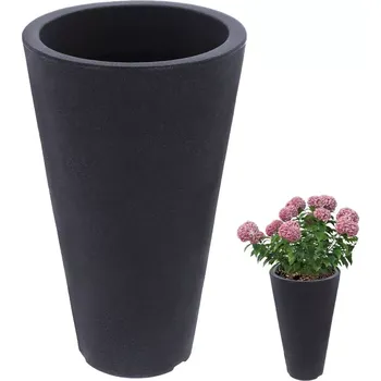 Květináč Plastový venkovní květináč, kulatý antracit 28 × 45 cm
