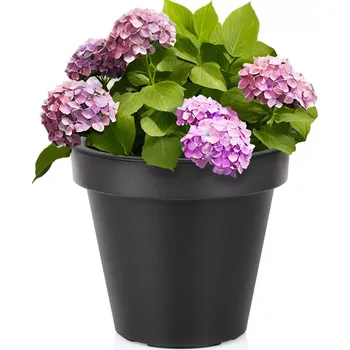 Květináč Plastový zahradní květináč černý kulatý 29 cm
