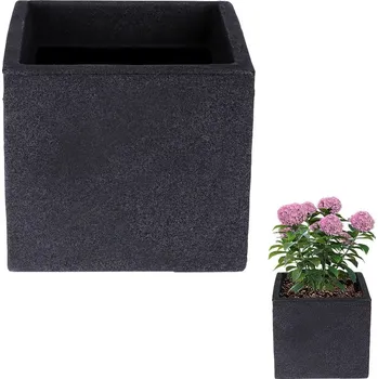 Květináč Zahradní plastový květináč čtvercový 20 × 17,5 cm, antracit