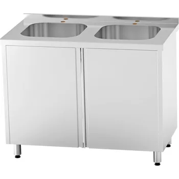 Nerezový dřez Nerezový dvojdřez se skříňkou lisovaný 100×70×85 cm (dřez 50×40×30 cm)