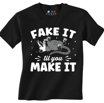 Chlapecké tričko Dětské tričko Líná Vačice Fake it 'til you make it (Velikost: 7-8, Barva: Černá)