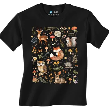 Chlapecké tričko Dětské tričko Lesní Parta Zvířátek (Velikost: 3-4, Barva: Černá)