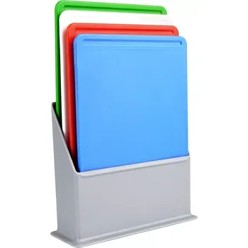 Kuchyňské prkénko Plastové krájecí desky se stojanem 20,5 × 15 cm, sada 4 ks