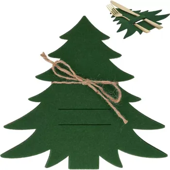 Vánoční dekorace Vánoční filcové pouzdro na příbory ve tvaru stromečku, zelené, 4 ks