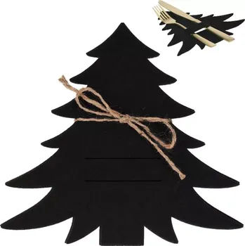 Příbor Sada vánočních pouzder na příbory ve tvaru stromku, černá, 4 ks