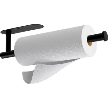 Držák kuchyňských utěrek Nástěnný držák na papírové utěrky z nerezové oceli, černý
