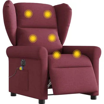 Obývací pokoj Elektrické masážní polohovací křeslo vínové textil Červená3303367