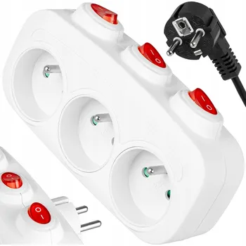 Elektrická zásuvka Vayox 3 zásuvky s uzemněním, bílý, 3 vypínače