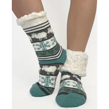 Dámské ponožky Dámské vlněné protiskluzové tyrkysové ponožky OVEČKA, VELIKOST 39 - 42