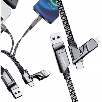 Datový kabel Kabel Denmen USB - USB-C / microUSB / Lightning, 1 m, černý