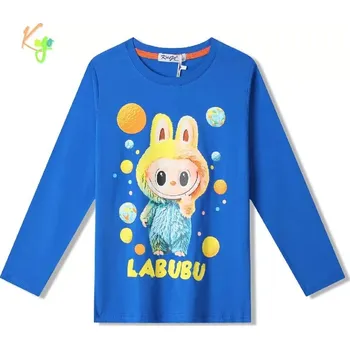Chlapecké tričko Chlapecké tričko dlouhý rukáv Kugo DT9421 středně modré (Cool tričko pro kluky s Labubu)