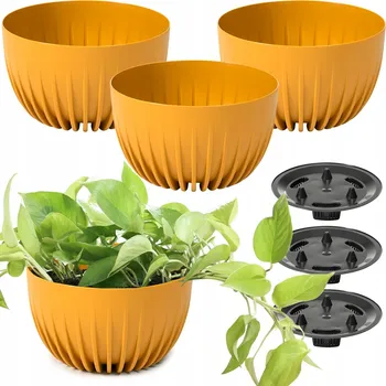 Květináč Květináč plast žlutý Lamela 24 cm x 24 x 14 cm