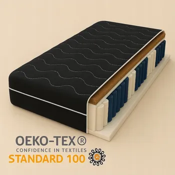 Matrace Matrace KOKOS taštičková 70x170 ČERNÁ pocket 7 zón Tuhost H3/H4, 19 cm, pružinová