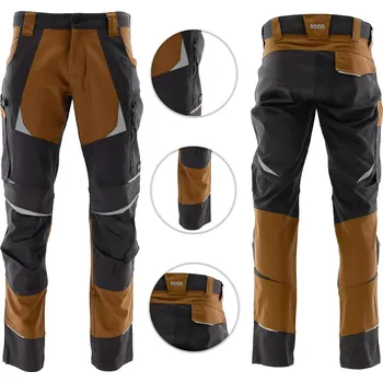 Pracovní obuv Pracovní kalhoty do pasu hnědé, velikost 56, COTTONFLEX elastické, SARA, zesílené