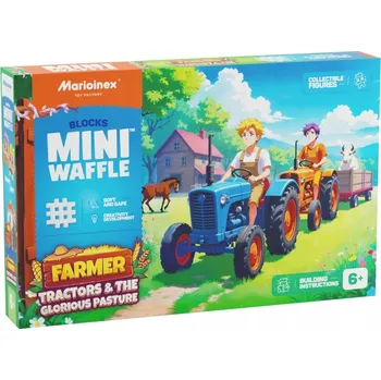 ostatní stavebnice Marioinex stavebnice WAFFLE mini FARMER - traktory a parádní louka, 110 dílů